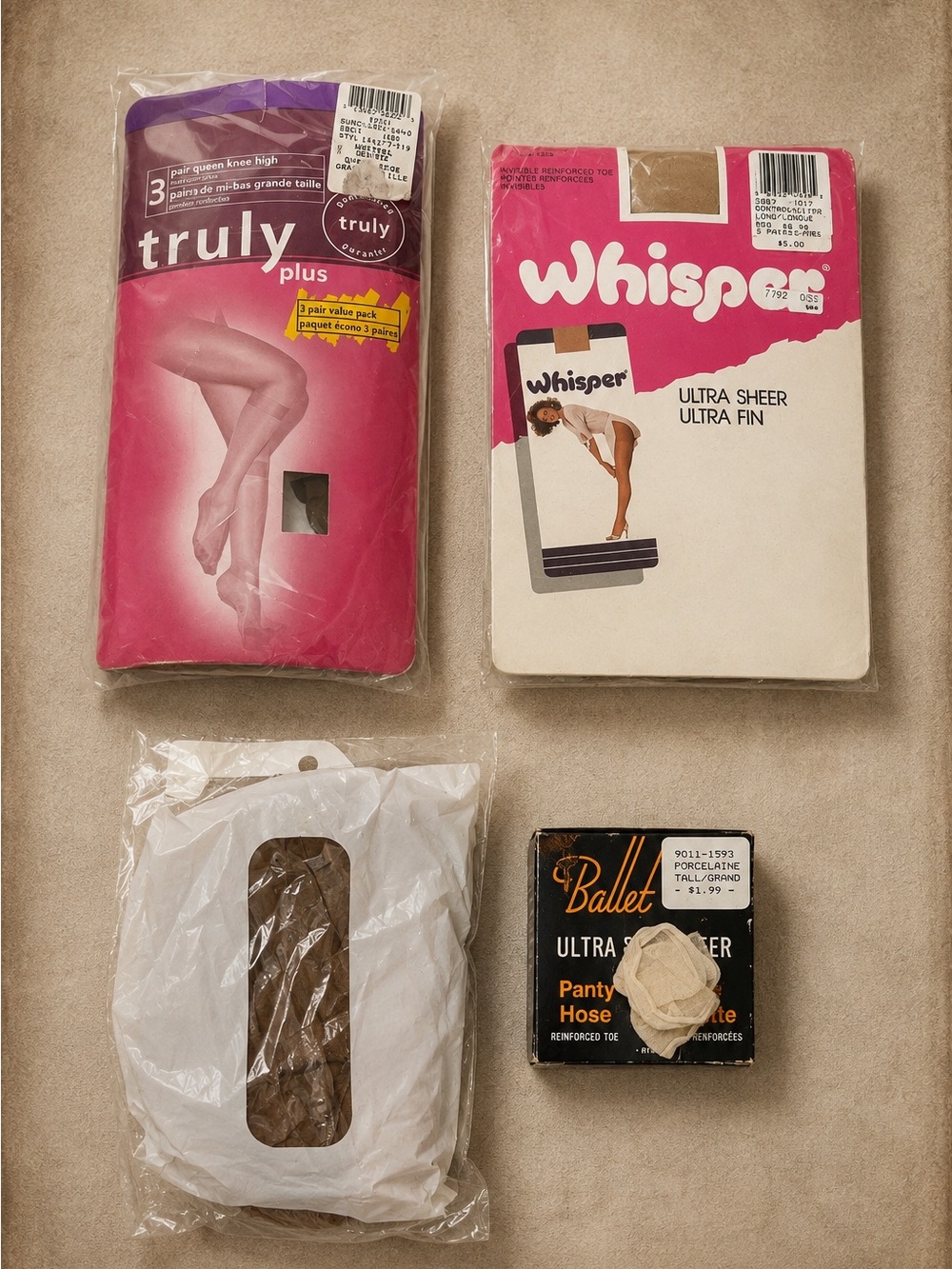 Vintage Mixed Hosiery Bundle – 4 Pack | Pantyhose, Knee Highs, Ballet Style